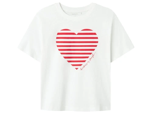 Name It t-shirt hvid med rødt stribet hjerte